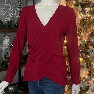Elegant Red V-Neck Wrap Top